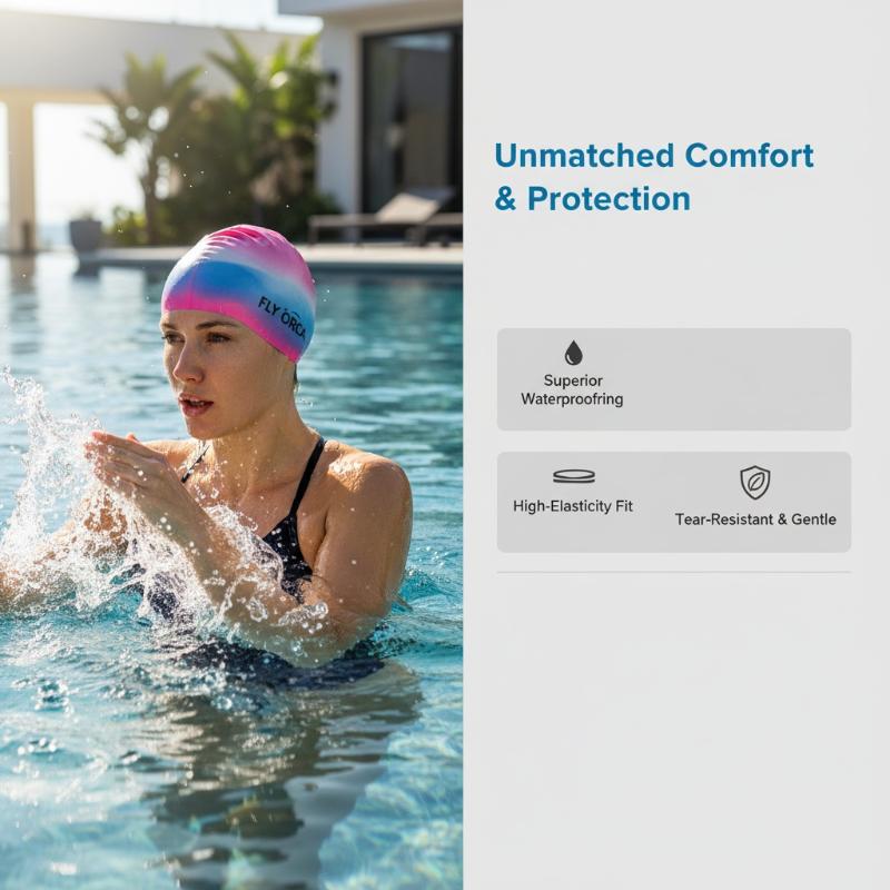 Swim Hat Silicone - Waterproof Silicone Swimming Cap Gradient Color