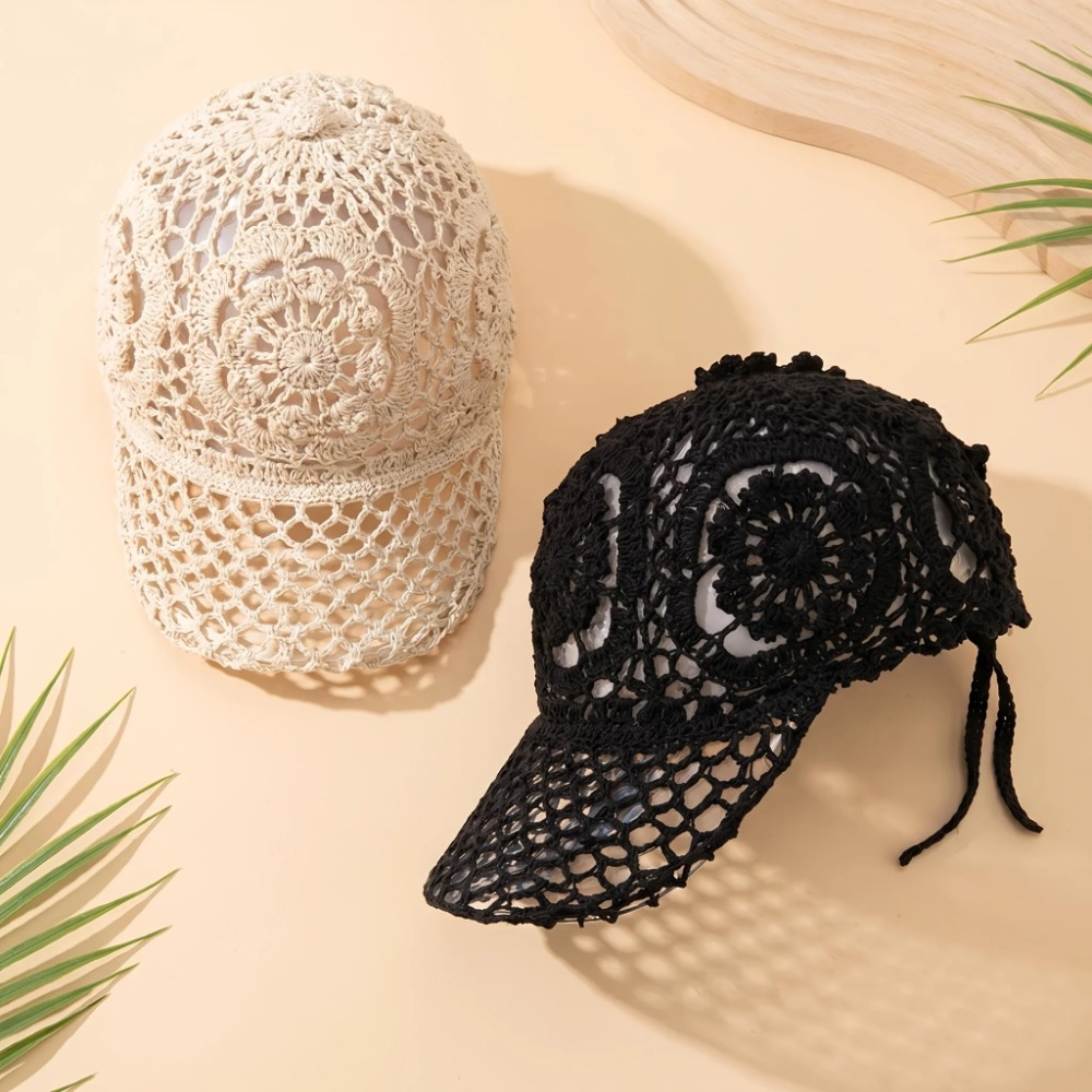 Hand Crochet Hollow Out Baseba - Baseball Cap Structured recension och pris